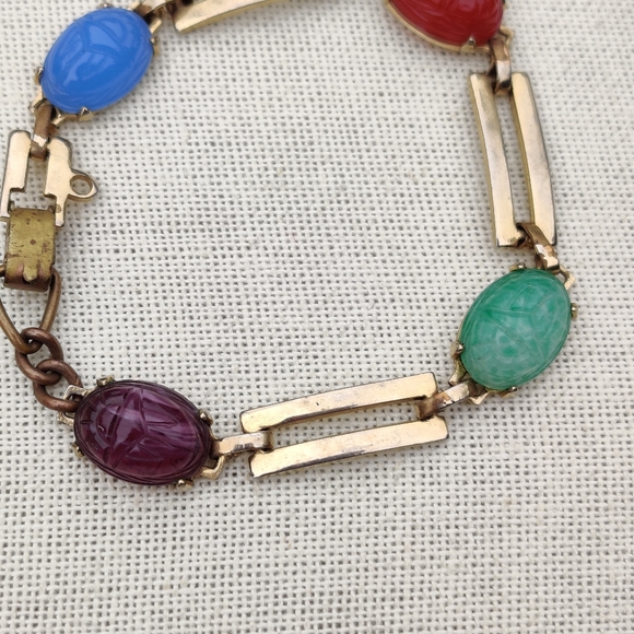Antique stone scarab bracelet - Picture 6 of 7